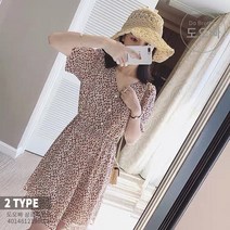 도오빠 원피스 반팔 브이넥 쉬폰 플라워 봄 여름 가을 여성 여자원피스