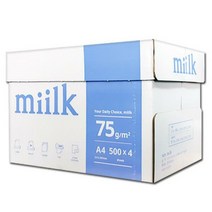 밀크 A4용지 75g 1박스(2000매) Miilk, A4, 2000매