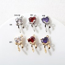 [7160-04]큐빅팬던트(큐빅하트리본) 13*19mm [1개], 크리스탈(골드)
