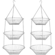 3단 주방 철망 보관 바구니 걸이 과일 2팩, 2 크롬