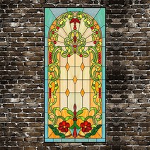 북유럽 성당 교회 창문 스테인글라스 썬팅지 시트지 베란다 유리 거실창 애칭 윈도우 시트, A62