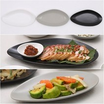 감성 조약돌 반찬타원접시 4종(생선 반찬 메인요리 긴접시), 그레이, 1개