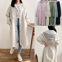 후드 스트링 루즈핏 롱 야상 점퍼 간절기 봄 가을 자켓 바람막이 데일리 아우터