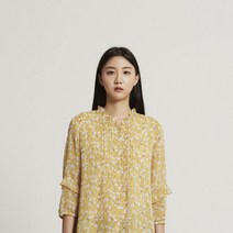 올리비아로렌 소매러플 레이스카라 핀턱 블라우스 VOC NLWF7261 YE