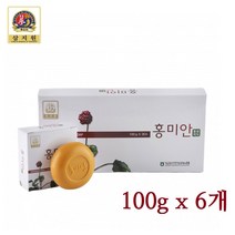 삼지원 홍미안 비누 피부보습 홍삼 인삼 코코넛오일 세안 세수 미용비누 100g x 6개