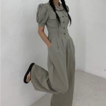 나라라오리 베이직 점프수트 반팔 카고 점프슈트