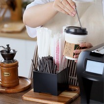 커피숍 블랙 빨대통 믹스커피 보관함 디스펜서S 학교