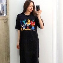 이힝 헤이미키 캐릭터 프린팅 롱원피스 홈웨어 파자마