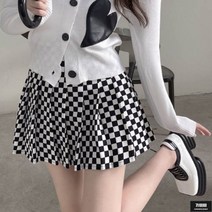 가바바 여성 빅사이즈 미니스커트 바둑판 플리츠 A라인미니스커트 G68234