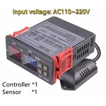듀얼 디지털 온도 조절기 온도 습도 제어 stc-3028 온도계 습도계 컨트롤러 ac 110v 220v dc 12v 24v 10a, 110-220v, 1개