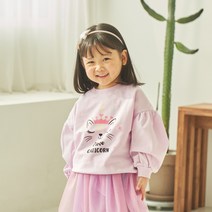 S/S 캣니콘 퍼프소매 셔링 맨투맨티셔츠 유아동 여아 데일리 봄 긴팔티 FM01