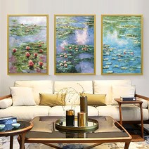 세계명화 DIY 보석십자수 드 그림 가득 거실 3연화 모네 수련 세계명화 십자수 20-96209, [AB컬러풀큐빅3폭] 240X100센티