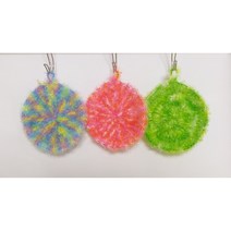 [동글]수제 폴리 아크릴 한겹/단면 주방 설거지 핸드메이드 국내산 손뜨개 가성비 수세미, 있음, 9.하늘주황