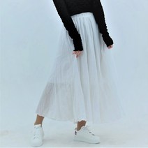 엘텍몰 여름 롱 스커트 린넨 치마 밴딩 긴치마 플레어 주름
