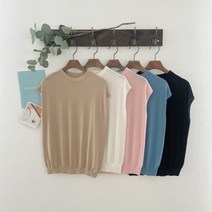옷자락 [옷자락] 여자 베이직 컬러풀 슬림 반팔 니트