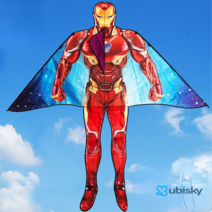 유비스키 연날리기 3D콩푸팬더, 300 미터 블루 휠, 1.6 미터 3D 아이언 맨