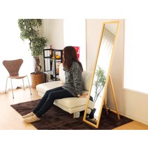 천연 소나무 목제 스탠드 미러 내츄럴 폭 33cmx 높이 150cm 전신 비산 방지