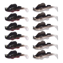 [QISHENG] 배스 루어 슬리퍼 바닥공략 스웜베이트 쉐드웜 소프트베이트 12개입 세트, TTY혼합 색상6#-3, 55mm/6g