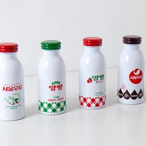 정품 서울우유프린팅 레트로 텀블러 보냉병 유치원 물병 여행 야유회 학생, 헬로우앙팡 그린