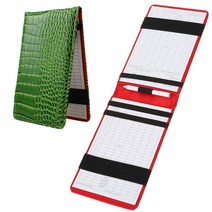 CRESTGOLF 가죽 방수 골프 스코어카드 골프 점수기록 수첩 야디지북 스코어카드포함 연필포함 스코어카드케이스 야디지북커버, 그린