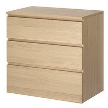 이케아 MALM 말름 3칸서랍장 80x78 cm 서랍장, 화이트스테인 참나무 무늬목 303.546.60