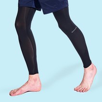 [사은품증정]자외선차단 접촉냉감 다리 토시 자전거 낚시 조깅 등산 운동 접촉냉감 흘러내리지않는 레그토시, 검정색, 민자