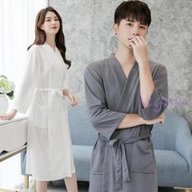 에뎀 호텔식 와플소재 사계절 부드러운 로브 샤워 목욕가운 잠옷 바스 봄 여름 여성 남성용 커플 3초 골프 유카타 침실, 1개, 가벼운 와플 샤워가운 화이트 (여성55-66)