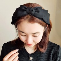 H-1063 블랙 왕리본 공주 헤어밴드 / 여성 럭셔리 포인트 핸드메이드 패브릭 머리띠