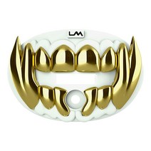 LOUD MOUTH Loudmouth 풋볼 마우스 가드 - 3D 비스트 마우스피스 성인 및 청소년에게 적합 액세서리 (3D 블랙 화이트 이빨), 3d Beast - Chrome White / Gold