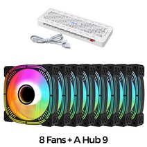 공랭 cpu 램 쿨러 케이스 쿨링팬 팬허브 ALSEYE LUNA Fan ARgb 120mm 세트 3 Pin 4 Rgb LED PWM ARGB Cooler System Unit C, 05 8 fans A Hub 9 B, RGB