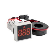 전기테스터기 AC 20-500V 전압계 사각 패널 LED 디지털 표시등 22MM 0-100A 전류계, 01 Red