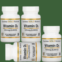 비타민d3 California Gold Nutrition 비타민D3 라놀린에서 추출한 콜레칼시페 피쉬 소프트젤 비타민D-3 125mcg(5OOOIU) [9O젤*4병]
