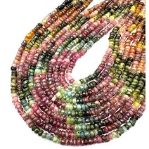 AAA 천연 멀티 토르말린 패싯 론델 모양 4mm 가닥 33cm 13인치 면 비즈 희귀한 보석 스트랜드 주얼리 제작 _235358