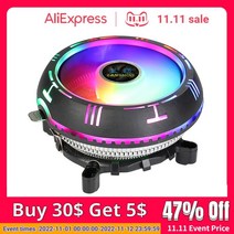 lanshuo 레인보우 로우 프로파일 rgb cpu 공기 쿨러 90mm 무소음 팬 amd am4 am3+ x79 x99 lga 775 1150 1151 1156 2011, 중간