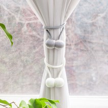 마그네틱 볼 커튼 장식 타이 46.5cm, 화이트, 2개