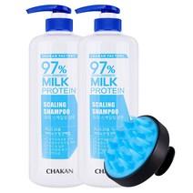 착한팩토리 비듬 가려움 각질제거 밀크단백질 두피 스케일링 샴푸 1000ml 2개+퍼펙트 두피브러쉬 1개