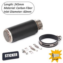 오토바이 슬립 온 배기 파이프 DB 킬러 이스케이프 모토 유니버설 51mm 60mm 머플러 혼다 야마하 스즈키 가와사키 베넬리, N-60mm-S.c sticker