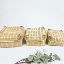 대나무 사각 바구니 곶감 단지 떡 포장 한과바구니 3종(택1), 사각 바구니(대)