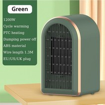 마카롱온풍기 캠핑온풍기 휴대용 발난로 2022 new ptc 히터 뜨거운 판매 데스크탑 히터 1200w 뜨거운 공기 팬 패션 가정용 덤핑 전원 끄기 작은 공기 히터, 초록, 유럽 ​​연합
