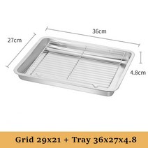 오븐렉 전자레인지 선반 스메그 우녹스 지에라 우드랙 수납형 직사각형 저장 플레이트 오븐 베이킹 트레이 오일 필터 팬 스테인레스 스틸 베이크웨어 그리드 와이어 냉각 랙 주방 용품, 36x27x4.8cm