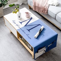 명품 식탁보 모던 미니멀 테이블보 코튼 린넨 Yinshang, 【면 및 리넨 방수 모델】 50 * 160cm, 파란색과 흰색 알파벳 커피 테이블 피복