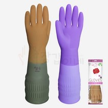 [장갑이네] 소손 투톤 예쁜 고무장갑 브라운 보라 1켤레 S 33cm, 1개, 브라운-그레이
