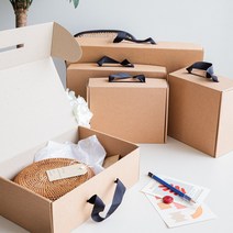 크라프트 손잡이 선물상자(C형+파도간지/10매) 종이박스제작 포장 끈상자 답례품 접이식 병 행사, 벽돌색