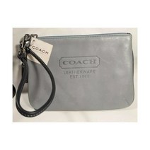 코치 백 파우치 Fs8606 라이트 블루 풀 그레인 가죽 수제 지퍼 체인 시그니처