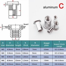 팝너트 리벳너트 너트 인서트너트 볼트너트 인서트 너트 M3 M4 M5 M6 M8 304 스테인레스 스틸 탄소강 알루, 03 aluminum C_03 M3