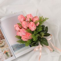cocooning 홈가드닝 조화부쉬 4color 로즈버드부쉬 인테리어 조화, 라이트핑크
