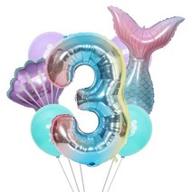 이벤트풍선 파티풍선 레터링풍선 인어 파티 풍선 32 인치 1 2 3 호일 번호 소녀 생일 장식 베이비 샤워 헬륨 글로브, 4.Number 3 - As picture