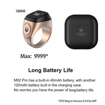측정 측량Iqibla-알루미늄 합금 디지털 Tasbih OLED 스크린 스마트 Zikr 링 배터리 충전 케이스 진동 알림, 01 18mmRoseGold