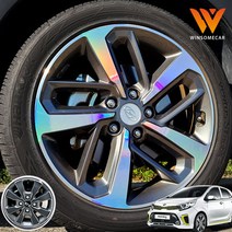 (윈썸카) 올뉴 모닝 용품 휠 홀로그램 스티커 14인치 꾸미기, 유광블랙