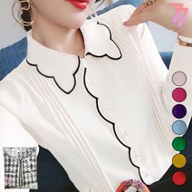 77우먼스 여성 아카라블라우스 봄 가을 간절기 셔츠 민무늬 무지 루즈핏 긴소매 셔츠 데이트룩 데일리룩 이월 이월상품 아카라 블라우스 [리현커머스]